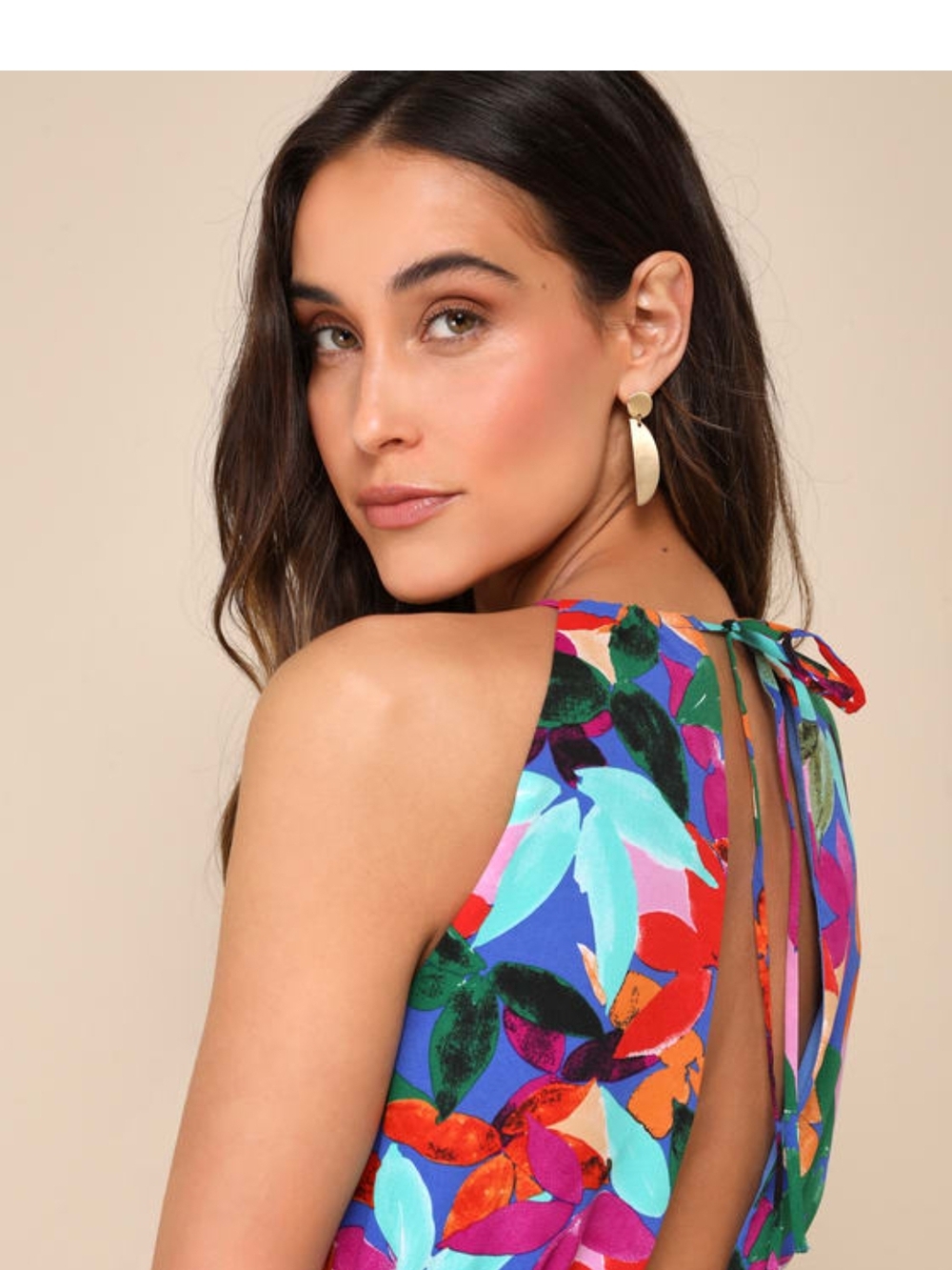 Lulu's Multicolor Floral Maxi Dress with Crop Top - Picture 3 of 4